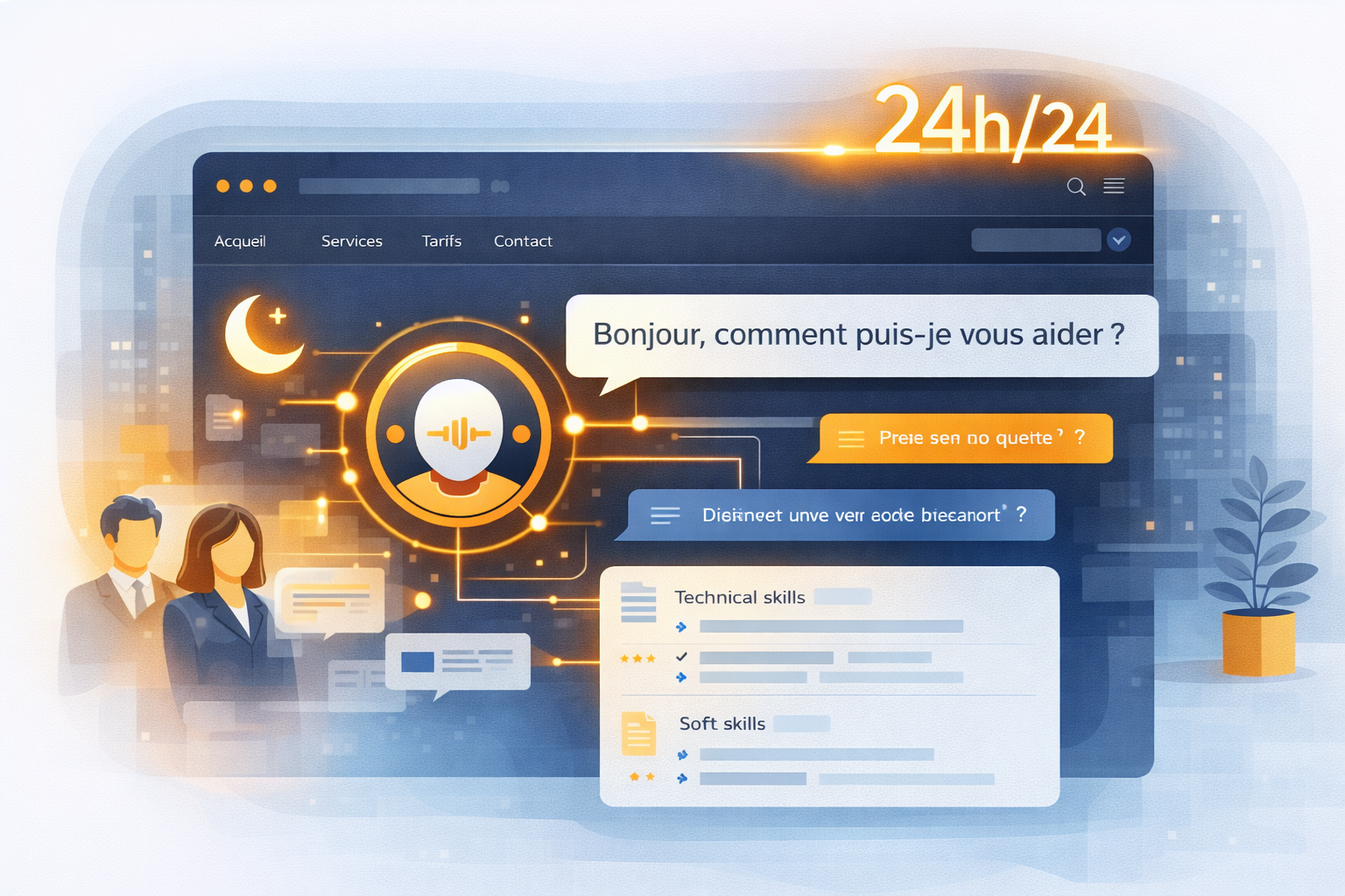 Chatbot commercial disponible 24h/24